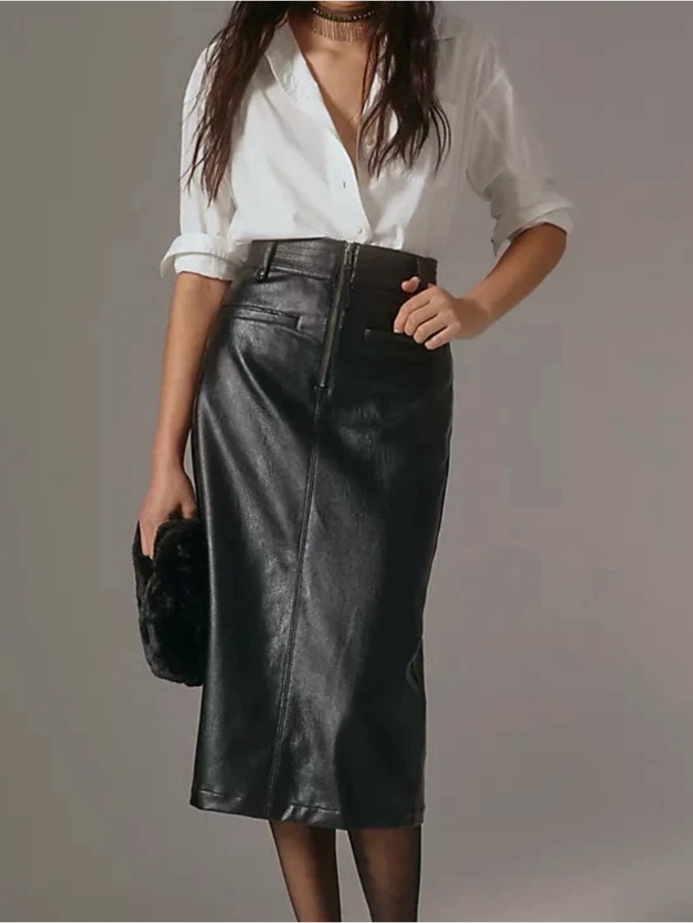 Pilcro Faux Leather Moto Skirt